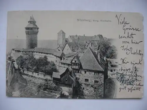 Alte AK Nürnberg Burg 1908 (Rand beschädigt) [aF184]