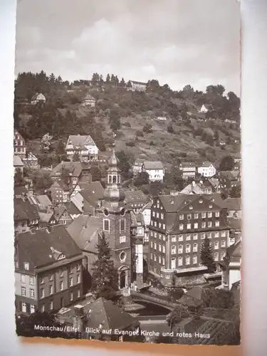Alte AK Monschau Eifel Evang. Kirche Rotes Haus [aF118]