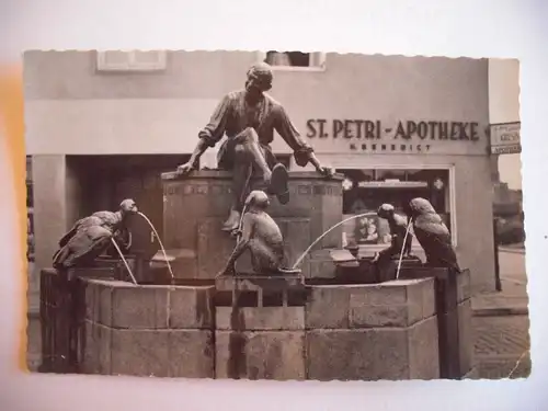 Alte AK Braunschweig Eulenspiegelbrunnen Apotheke [P891]