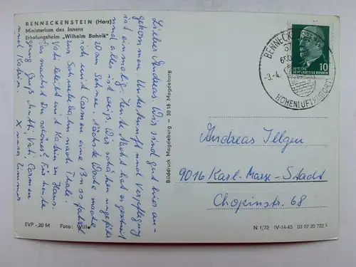 Alte AK Benneckenstein Erholungsheim Wilhelm Bahnik [aO1580]