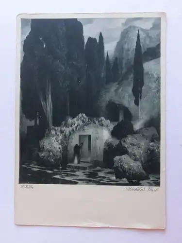 Alte AK Gemäldekarte Böcklins Grab Ferdinand Keller [aE978]