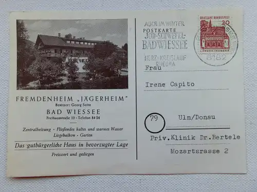 Alte AK Bad Wiessee Fremdenheim Jägerheim 1967 [aX879]