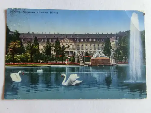 Alte AK Stuttgart Anlagensee Neues Schloß [aE875]