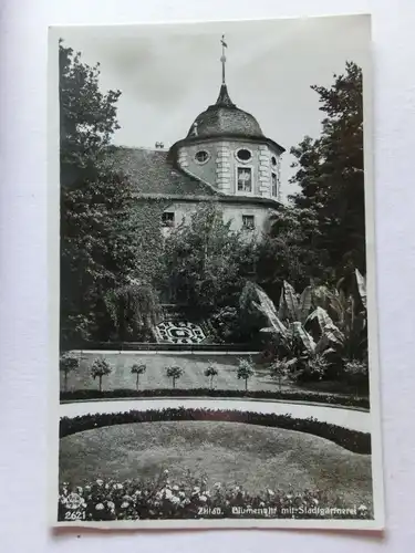 Alte AK Zittau Blumenuhr m. Stadtgärtnerei [aE904]