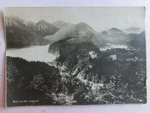 Alte AK Füssen Blick von der Jugend Hopfensee ? [aE911]