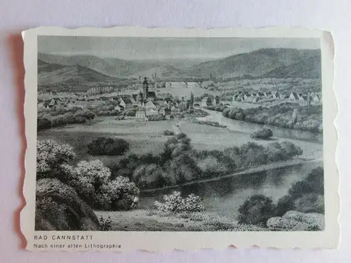 Alte AK Bad Cannstatt n. Lithographie 12 x 8,5 cm [aE812]