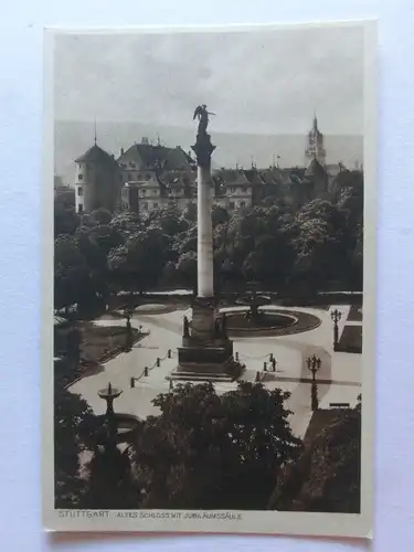 Alte AK Stuttgart Altes Schloß Jubiläumssäule [aE820]