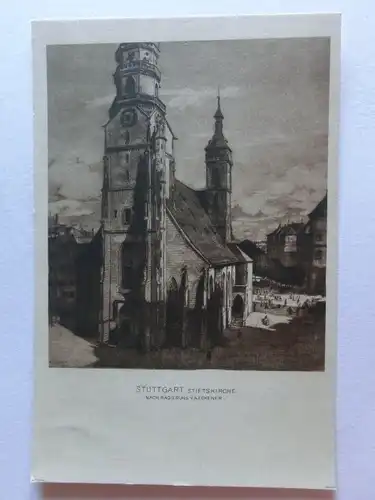 Alte AK Stuttgart Stiftskirche n. Radierung A. Eckener [aE827]