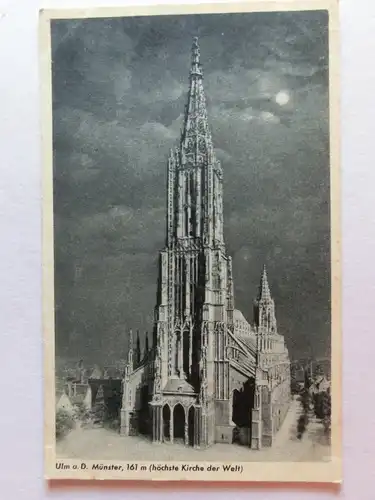 Alte AK Ulm Münster Mondscheinkarte 1943 [aE836]