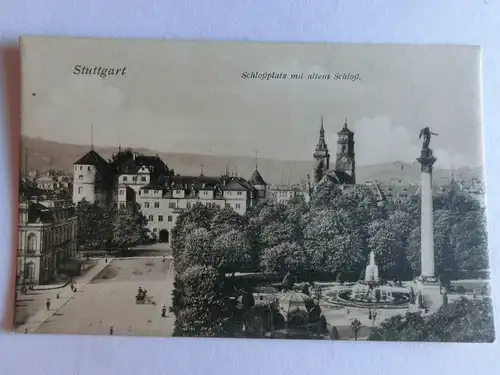 Alte AK Stuttgart Schlossplatz Altes Schloß [aE841]