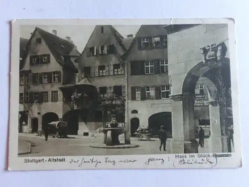 Alte AK Stuttgart Hans im Glück Brunnen [aE856]