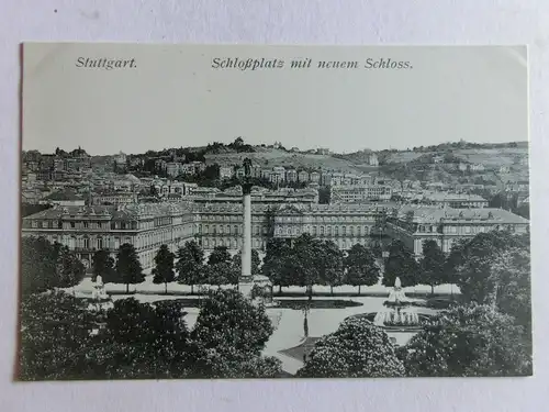 Alte AK Stuttgart Schloßplatz mit Neuem Schloß um 1910 [aE860]