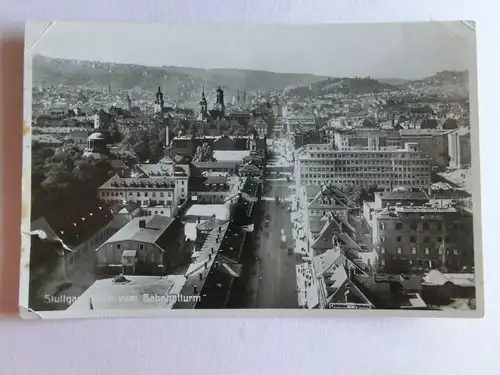 Alte AK Stuttgart vom Bahnhofsturm 1928 [aE805]