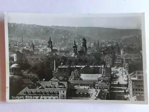 Alte AK Stuttgart Blick v. Bahnhofsturm 1928 [aE806]