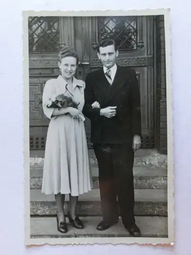 Alte AK Fotokarte Brautpaar Hochzeit [aN21]