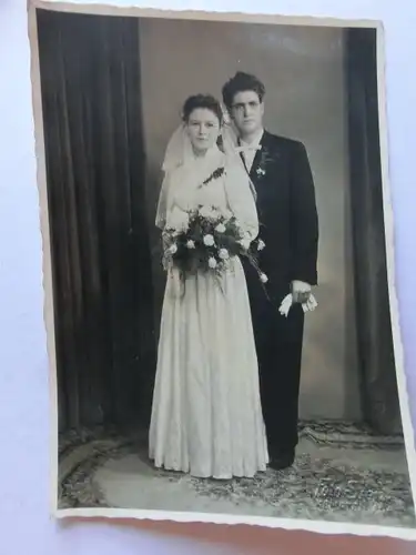 Alte AK Fotokarte Hochzeit Brautpaar Fotogr. Kempten [aN68]