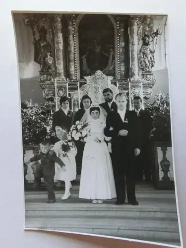 Alte AK Fotokarte Hochzeit Kirche Altar [aN145]