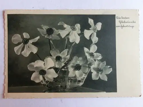 Alte AK Grußkarte Geburtstag Blumen in Vase [aN164]