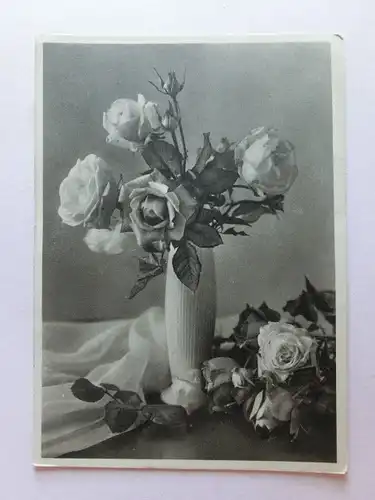 Alte AK Grußkarte Rosen in Vase [aN206]