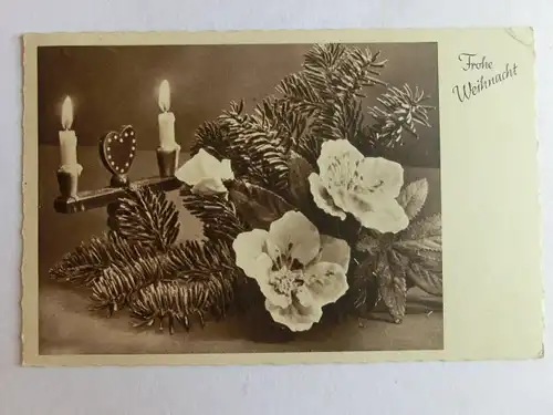 Alte AK Grußkarte Weihnachten Christrosen Tannenzweig Kerzen [aN203]