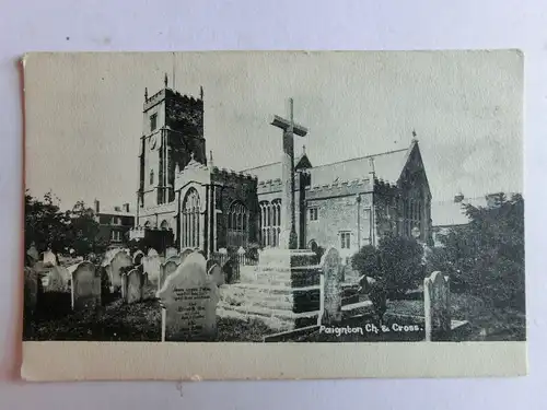 Alte AK Paignton Church & Cross. Friedhof Gräber um 1915 [aM560]