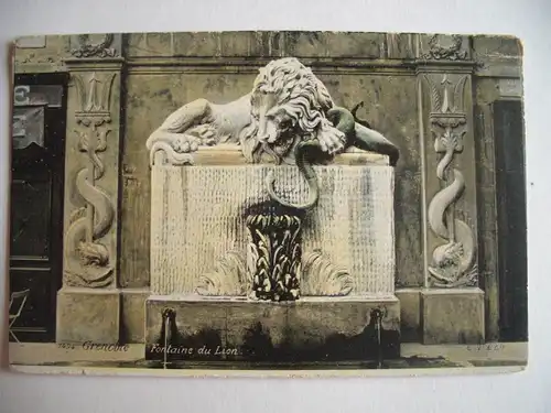 Alte AK Grenobel Grenoble Fontaine du Lion Brunnen [aE525]