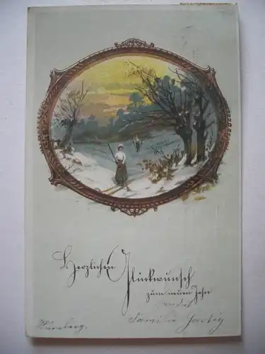 Alte AK Grußkarte Herzliche Glückwünsche zum Neuen Jahr 1919 [711]