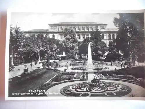 Alte AK Stuttgart Stadtgarten Techn. Hochschule [aG40]