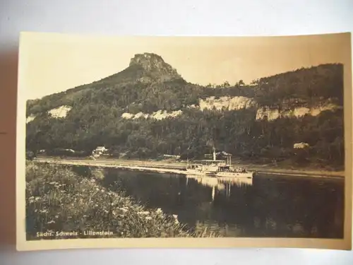 Alte AK Sächsische Schweiz Lilienstein Schiff Schifffahrt [aG120]