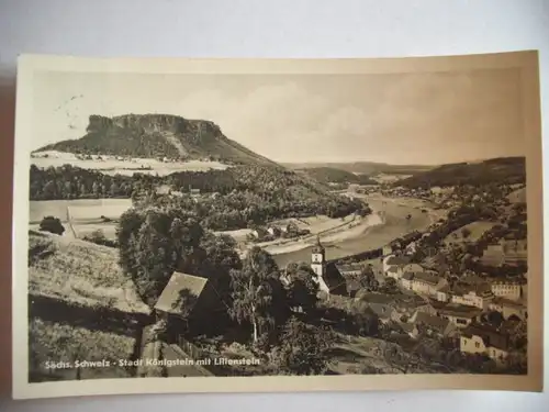 Alte AK Königstein mit Lilienstein Sächsische Schweiz [aG139]