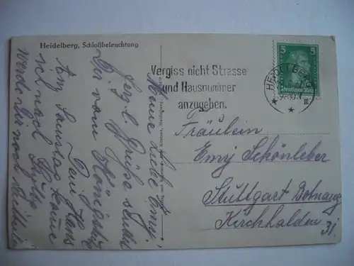 Alte AK Heidelberg Schloßbeleuchtung  1927 [E905]