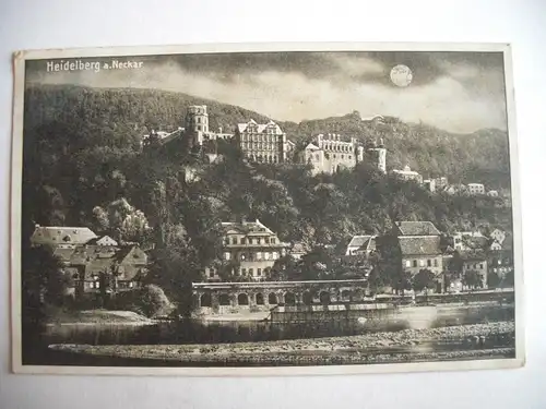 Alte AK Heidelberg Mondscheinkarte 1923 [E927]