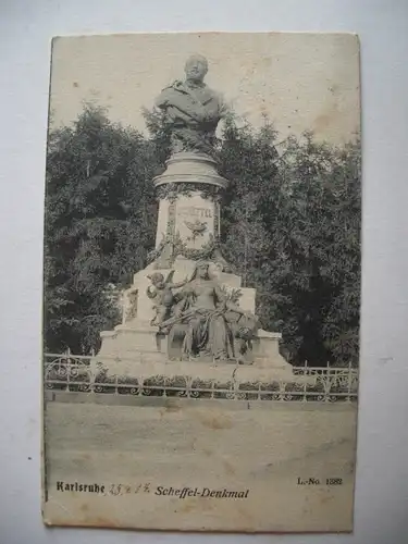 Alte AK Karlsruhe Scheffel Denkmal um 1920 [E937]