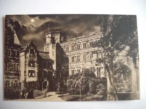 Alte AK Heidelberg Schlosshof Mondscheinkarte [E955]