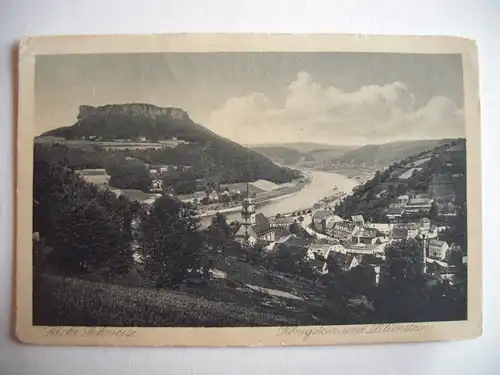 Alte AK Königstein und Lilienstein Sächsische Schweiz [E97]