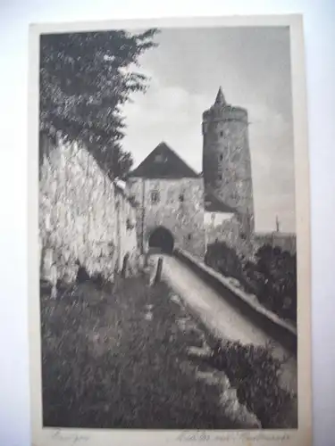 Alte AK Bautzen Mühltor mit Stadtmauer [E130]