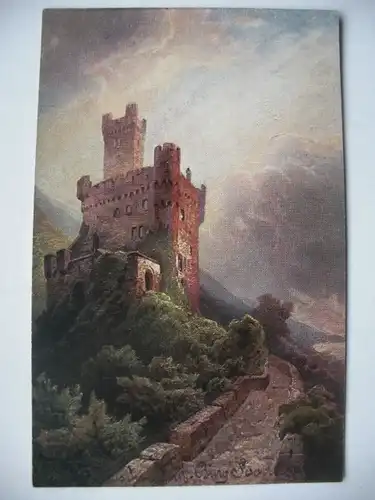 Alte AK Künstlerkarte Burg Sooneck Sonneck [aD301]