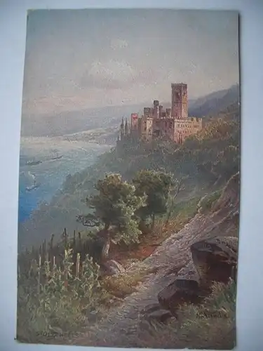 Alte AK Künstlerkarte Schloß Stolzenfels [aD319]
