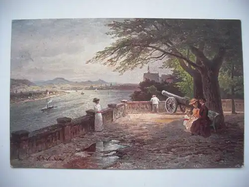 Alte AK Künstlerkarte Der Alte Zoll Kanone [aD331]