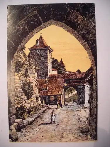 Alte AK Künstlerkarte Rothenburg Kobolzellertor  [E758]