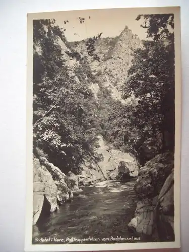 Alte AK Bodetal Harz Roßtrappenfelsen  [E830]