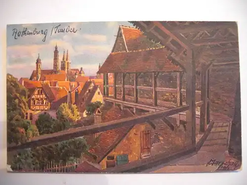 Alte AK Rothenburg o. T. Wehrgang Rathaus Jakobskirche [E756]