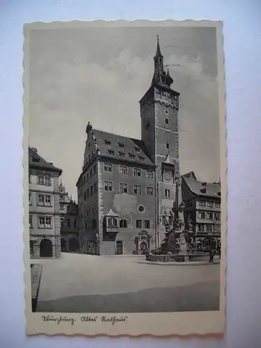 Alte AK Würzburg Altes Rathaus 1938 [E1076]