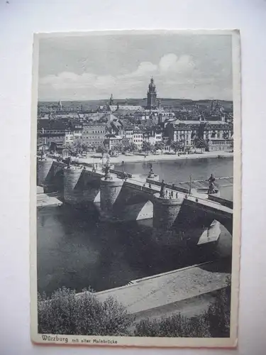 Alte AK Würzburg mit alter Mainbrücke [E1089]