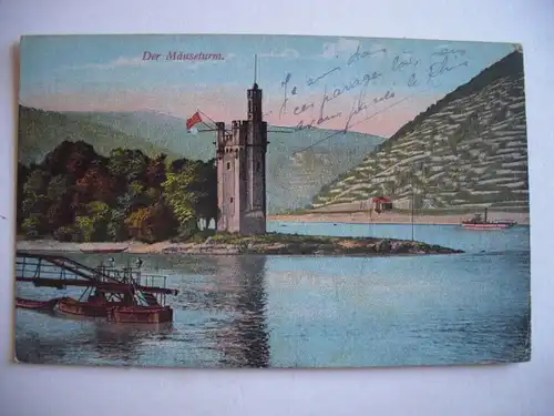 Alte AK Bingen Der Mäuseturm 1919 [E648]