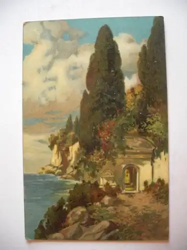 Alte AK Künstlerkarte Gemälde Meer Steilküste [E1251]