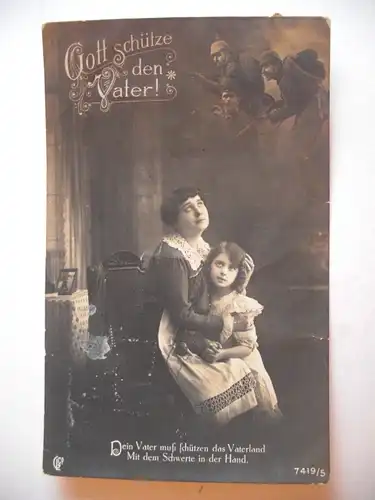 Alte AK WK 1 Gott schütze den Vater Soldaten [E1258]