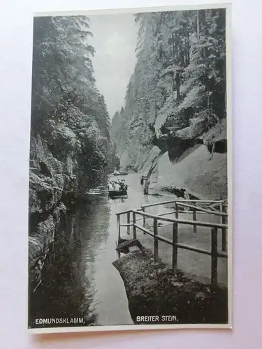 Alte AK Hrensko Edmundsklamm Breiter Stein (beschn.) [aE672]