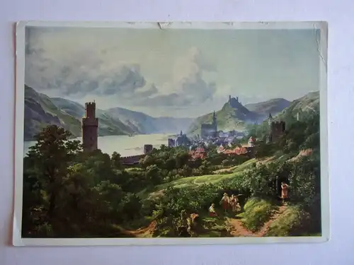 Alte AK Gemäldekarte J. Heinrich Schilbach Am Rhein [aG604]