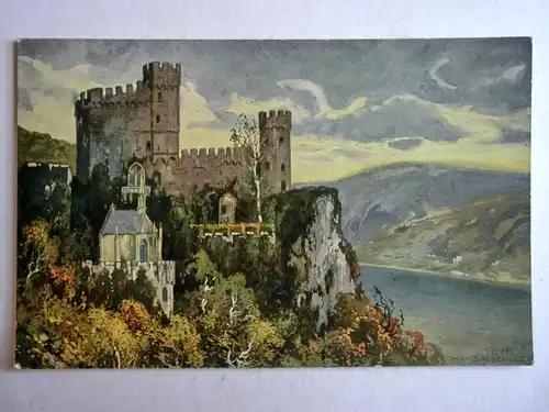 Alte AK Senftenberger Krone Briketts Werbung Burg Rheinstein [aG668]